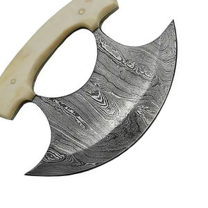 Cuchillo Ulu de Acero de Damasco Hecho a Mano con Hoja Ancha - Duradero, Apto para Lavavajillas, Ecológico para Cocinar y Picar a Diario, de Pakistán - Product Image 6