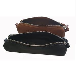 Leather Zippered <b>Fountain</b> Ballpoint Rollerball <b>Pens</b> and Pencils Case Holder Pouch Genuine Leather - Product Image 1