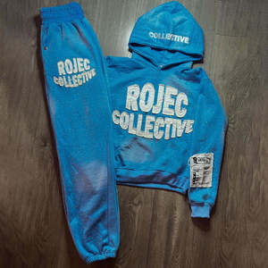 Conjunto de Sudadera con Capucha y Pantalones Deportivos para Hombre, Personalizado, Invernal, 100% Algodón, Estilo Vintage, Lavado Ácido, Bordado Desgastado, Ropa Urbana - Product Image 1