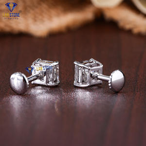 1.00 TDW Princess Cut Diamond Boucles d'oreilles en or blanc par Labstone/Diamants pour chaque célébration/couleur EF-VS - Product Image 4