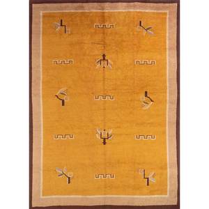 Tapis en laine noué à la main Nuray Gold, motif géométrique rectangulaire pour salon ou chambre à coucher - PAEM-369 - Product Image 1