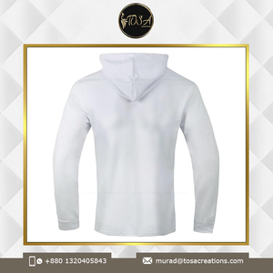 Premium Quality Customized Men's Gym Sport Hoodie White Cotton Polyester Streetwear Casual Heavyweight for Winter - Product Image 2
