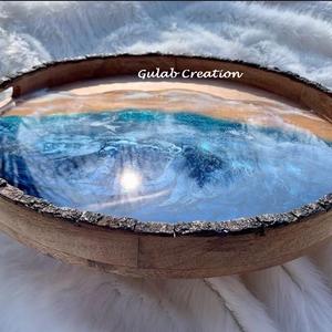 2025 nueva llegada bandeja de servicio de madera de mango ecológica diseño de olas del océano resina epoxi para el hogar Cocina fiesta boda uso - Product Image 3