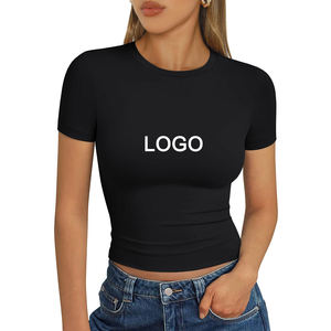 Camiseta Informal de Modal para Mujer, Talla Única, Tejido Transpirable con Patrón Liso, Logotipo Personalizado, Impresión Digital - Product Image 1
