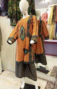 Pakistani ผู้หญิงยาว MIDI เดรสผ้าชีฟองไซส์ฟรีไซส์ผ้าคอตตอนปักลายดิจิตอลไม่เหมือนใครชุดปาร์ตี้ฤดูใบไม้ร่วง - Product Image 3