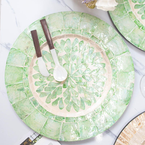 Mother of Pearl Wooden <b>Table</b> Charger Exquisite Natural Shell Inlay for Elegant Events, Hotels & Home <b>Table</b> Styling Luxury Dining - Product Image 1