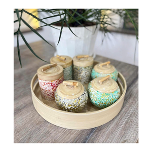 Mother of Pearl Bamboo <b>Jar</b> decorative bamboo nacre mosaic <b>jar</b> for <b>coffee</b> table <b>storage</b> and accent piece Vietnam - Product Image 2