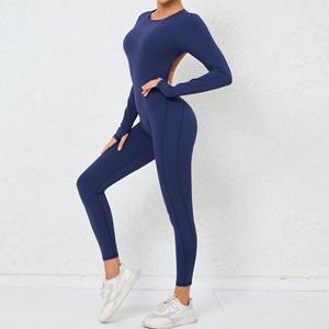 Hot Sale Sexy Sleeveless Backless One Piece <b>Bodysuit</b> Gym Workout Women Jumpsuit Seamless Spandex/Nylon Breathable Deep <b>V</b> <b>Neck</b> - Product Image 3