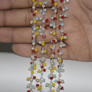 Chaîne de chapelet en perles de verre multicolore plaqué argent, chaîne de perles en fil métallique pour la fabrication de bracelets de bijoux, trouver - Product Image 2