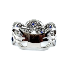 Bague classique en or blanc de haute qualité avec saphir bleu royal et diamants, bagues en pierres précieuses pour femmes, or blanc 18 carats, mariage - Product Image 3