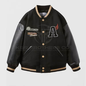 เสื้อแจ็กเก็ตแขนยาวสำหรับผู้ชาย, เสื้อแจ็กเก็ตแฟชั่นแขนยาวเสื้อหนังสไตล์บอมเบอร์ - Product Image 1