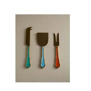 Juego de cuchillos para queso Hoja plateada de acero inoxidable de calidad superlativa con mango de diseño dorado y MOP disponible con logotipo personalizado - Product Image 4