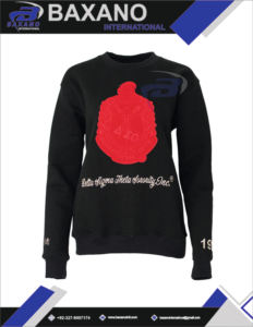 Delta Sigma Theta Sorority Winter Casual <b>Black</b> Chenille Custom Embroidery Cotton Fleece DST Pullover <b>Sweatshirt</b> with Custom Logo - Product Image 4