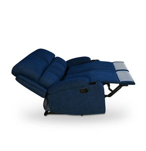 Canapé inclinable moderne 2 places bleu avec porte-gobelet Fauteuil inclinable multifonctionnel à cadre en bois de conception mate - Product Image 1