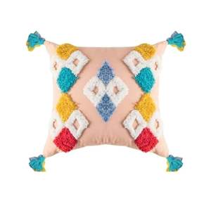 Hot Selling Minimalist Cotton <b>Cushion</b> Cover Soft Square Pillowcase Leaves Home Decor <b>for</b> Sofa <b>Bed</b> Couch Solid Pastel Color - Product Image 4