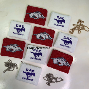 Mini monedero de lona bohemio CAC Gameday elegante Fan moda recuerdo Ole Miss Rebels Team Pride con cuentas monedero cremallera - Product Image 1