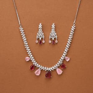 Beautiful Designer Cubic Zirconia Classic Necklace With Rhodium Plating - Product Image 5