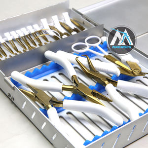 Kit d'outils d'extension de cheveux avec pince à sertir Microlink à 2 trous pinces à cheveux, outil de séparation de cheveux boîte en aluminium blanc et or - Product Image 4