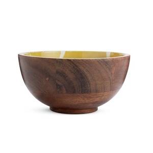 Ensaladera de madera decorativa de esmalte Natural hecha a mano de diseño real, cuenco de madera de mango impreso personalizable para uso multiusos - Product Image 2