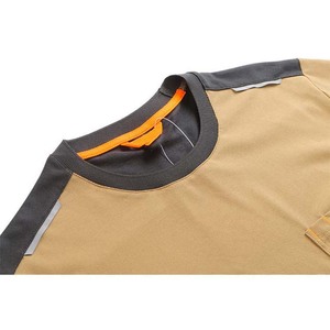 T-shirt à manches courtes pour homme en coton 100% avec poche poitrine, bordure contrastée, coupe classique, col rond, couleur unie - Product Image 3