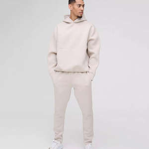 ชุดวอร์ม2ชิ้นสำหรับผู้ชายชุดออกกำลังกายผ้าฝ้าย100% มีฮู้ดและกางเกงจ็อกเกอร์ออกแบบโลโก้ได้ตามต้องการ - Product Image 1