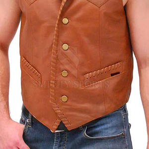 Plus Size Fashionable Sleeveless <b>Leather</b> Vest Motorbike <b>Leather</b> Vest for <b>Men's</b> Cowhide <b>Leather</b> <b>Waistcoat</b> - Product Image 6