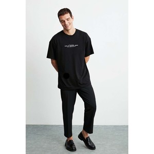 T-shirt en coton biologique 100% pour homme GRIMELANGE Frank, à imprimé texturé épais et surdimensionné - Product Image 4