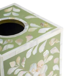 Caja de pañuelos con incrustaciones de hueso de lujo con patrón intrincado - Product Image 6