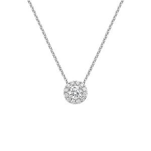 Luxury 925 Sterling <b>Silver</b> Diamond Halo Pendant <b>Necklace</b> for Ladies Manufacturer's Gift Jewelry From India - Product Image 1
