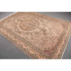 Vintage 6.5x9.4 ft Rug, Large Turkish Rug, <b>Brown</b> Red Southwestern <b>Wool</b> Rug - Product Image 1