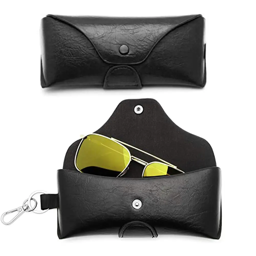 새로운 디자인 Pu 가죽 안경 보관함 매일 사용 휴대용 키 체인 가죽 선글라스 보관 가방 수 있습니다 안경 케이스