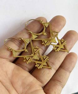 Bonito aspecto trillón forma Latón chapado en oro encontrar pendientes colgantes joyería para regalo del día de aniversario - Product Image 1