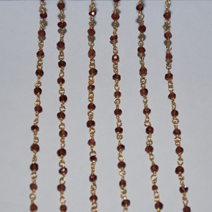 Vente en gros de chaîne de chapelet de perles de pierres précieuses de grenat naturel plaqué or, chaîne de chapelet de perles de rondelle, chaîne de perles pour la fabrication de bijoux - Product Image 4