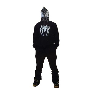 Fabricant en gros de vêtements streetwear OEM – Sweat à capuche zippé en molleton épais de qualité supérieure avec impression graphique brodée personnalisée - Product Image 1