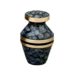 Urnes funéraires en laiton de haute qualité avec bande dorée et urnes funéraires en métal fini marbre noir pour cendres humaines - Product Image 1