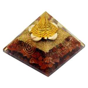 พีระมิดพลังงานออร์กอนทำด้วยมือด้วยคริสตัลบำบัด shree Yantra สีทองและคอยล์ทองแดงจักระปรับสมดุลและพลังงานบวก - Product Image 2