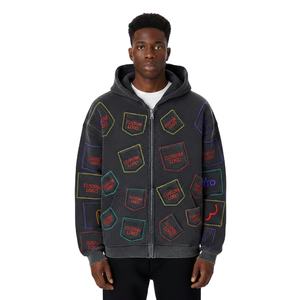 เสื้อฮู้ดดี้โอเวอร์ไซส์ผ้าคอตตอนหนานุ่ม หลายกระเป๋า ซิปหน้า สไตล์สตรีทแวร์ HIGH STREET รับทำโลโก้ตามสั่งจากผู้ผลิต - Product Image 3