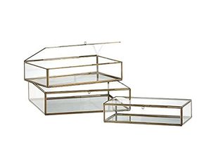 Boîte à bijoux vintage en laiton et verre sur mesure, avec design gravé, couvercle métallique de haute qualité, artisanale, pour rangement et décoration de table - Product Image 2