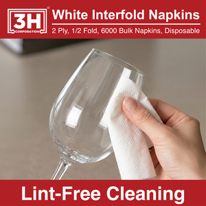 3H Interfold White Paper Napkins Disposable, 2-Ply 6000 Napkins Bulk (24 <b>Pack</b>, 250/<b>Pack</b>), 6.3"7.6" Unfolded, - Product Image 3