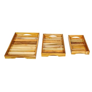 Plateau en bois élégant à la mode pour la nourriture multi-usage pour les événements à la maison ou le stockage décoratif disponible auprès des fournisseurs indiens - Product Image 1