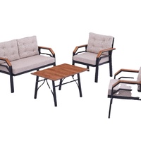Ensemble de chaises de balcon démontables KUGU Ceyhan Mini Modern Turkish 4 pièces en fer et bois, mobilier d'extérieur pour hôtel