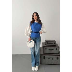 ชุดเสื้อเชิ้ตคาดเข็มขัดสีน้ำเงินและเสื้อคลุมโปโล - สีน้ำเงิน - Product Image 3