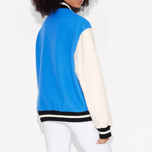 À la mode Femmes Varsity Veste Élégant Polaire Manches Laine Mélange Collège Survêtement Personnalisé Brodé Tricoté Respirant En Gros - Product Image 3