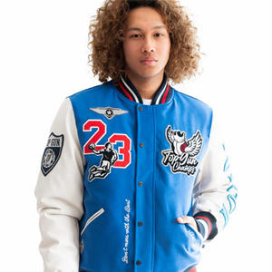 Veste en peau de mouton de haute qualité pour homme personnalisable Lettres brodées Col montant Logos d'équipe Noms Numéros Haute rue - Product Image 1