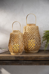 Portavelas de Bambú Minimalista al por Mayor, Lámpara de Mesa de Bambú Tejida a Mano para Bodas y Fiestas, Hecho en Vietnam - Product Image 2