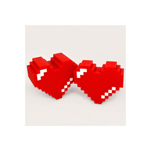 Juego de 2 Cajas de Almacenamiento de Joyas de Plástico Rojo Moderinna Pixel con Forma de Corazón, Diseño Multifuncional y que Ahorra Espacio - Product Image 3