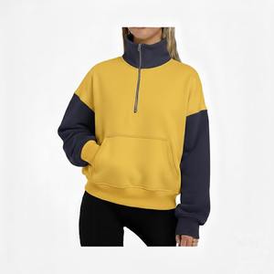 Pull col roulé en polaire respirant et coupe-vent pour femme, personnalisable, couleur unie, manches longues, style streetwear, avec badge – Vente en gros - Product Image 1