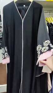 Ropa musulmana tradicional de mujer modesta elegante islámica, bordado a mano, trabajo a mano, estilo Abaya, Dubái, accesorio incluido - Product Image 4