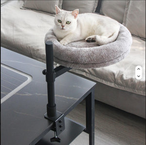 Cama para Gatos para Escritorio con Cojines Suaves y Gruesos, Rotación y Altura Ajustable - Para Gatos de hasta 20 kg (Gris) - Product Image 2