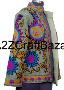 Veste Bomber d'Hiver Bohème Suzani pour Femme, Tricotée à la Main en Coton Écologique, Manteau Matelassé avec Broderie Traditionnelle pour les Fêtes - Product Image 4